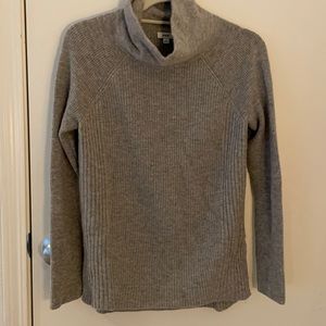 Vince Side Zip Rib Knit Wool & Cashmere Turtleneck